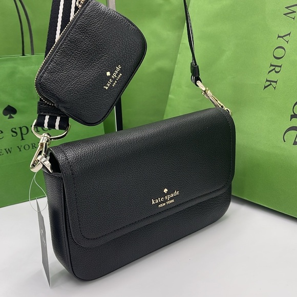KATE SPADE Rosie Pebble Leather Small Flap Crossbody Black NWT - Picture 2 of 16